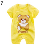 Cute Animal Letter Print Short Sleeve Romper Newborn Baby Casual Jumpsuit