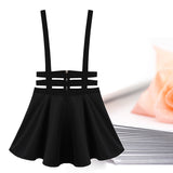 Women's Sexy Pleated Suspender Skirt Brace Hollow Out Bandage Mini Skater Dress