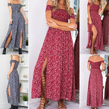 Women Sexy Floral Summer Off Shoulder Boho Long Maxi Evening Party Beach Dress