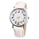 Fashion Birds Animal Round Dial Quartz Analog Women Date Shopping Wrist Watch