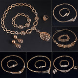 Women's Waterdrop Hollow Statement Collar Necklace Ring Earrings Bracelet Set