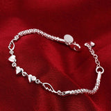 Women's 925 Sterling Silver Charm Love Heart Wings Bracelet Cuff Bangle Jewelry