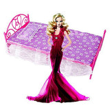Plastic Miniatures Bedroom Furniture Single Bed for Barbie Dolls Dollhouse