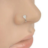 Small Thin 5 Rhinestones Flower Nose Hoop Stud Ring Body Piercing Jewelry