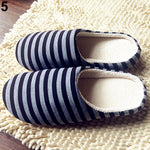 Women's Men's Winter Striped Warm Soft Anti-Slip  Indoor Shoes Home Slippers