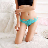 Sexy Women Briefs Solid Color Lace Floral Bowknot Low Rise Underwear Panties