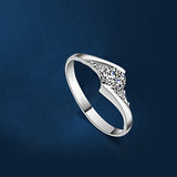 Women's Silver Plated Jewelry Finger Ring Zircon Inlaid Engagement Wedding Ring