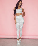 White Camo Padded Sports Bra