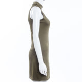 Women's Summer Fashion Casual High Neck Sleeveless Solid Mini T-shirt Dress