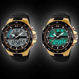 Men Waterproof Sport Digital Analog Dual Time Alarm Date Chronograph Wrist Watch