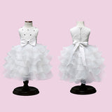 Girls Bowknt 5-Layer Skirt Princess Tutu Wedding Birthday Baptism Cake Dress