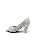 Mannat Peep Toe Mid Heel Sandal Silver