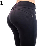 Women's Sexy Casual Solid Color High Waist Elastic Skinny Pencil Cigarette Pants