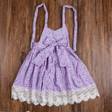Fashion Little Princess Girl Sleeveless Floral Print Lace Bowknot Halter Dress