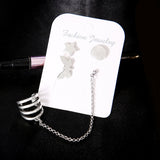 4Pcs Bohemia Star Butterfly Women Earrings Set Ear Stud Cuff Party Jewelry Decor