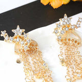 Fashion Star Tassel Dangle Ear Jacket Women Jewelry Cocktail Banquet Earrings