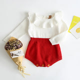 Autumn Cute Infant Baby Girls Newborn Long Sleeve Jumpsuit Knitted Ruffle Romper
