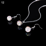 Lady Fashion Rhinestone Pendant Necklace Hook Earring Banquet Party Jewelry Set