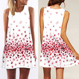 Sexy Girl Women Round Neck Sleeveless Digital Printing A-Line Summer Mini Dress