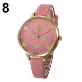 Women Geneva Love Heart Dial Analog Faux Leather Band Quartz Wrist Watch