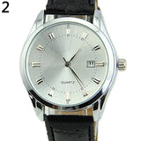 Men Casual Faux Leather Band Date Calendar Dial Analog Quartz Wrist Watch - ENSEIGNE DENIS