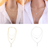 Women Fashion Multi-layer Choker Long Necklace Sequin Strip Pendant Jewelry