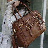 Women's Fashion Faux Leather Shoulder Bag Rivet Bear Decor Handbag Crossbody Bag - ENSEIGNE DENIS
