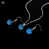 Lady Fashion Rhinestone Pendant Necklace Hook Earring Banquet Party Jewelry Set