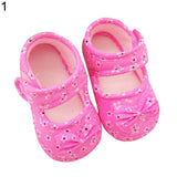 Infant Baby Girls Lovely Floral Printed Bow Soft Sole Toddles Shoes Prewalker