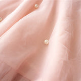 Cute Baby Girl Imitation Pearl Decor Sleeveless Loose Lace Flower Back Dress