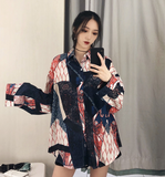 Loose printed shirt (Black One size)