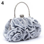 Women Fashion Rose Flower Pattern Clutch Bag Evening Party Bridal Handbag