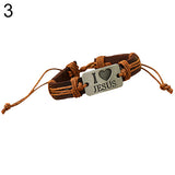 Unisex "I LOVE JESUS" Faux Leather Bangle Hemp Rope Chain Adjustable Bracelet - ENSEIGNE DENIS