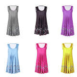 Flower Print Sleeveless Women Loose Summer Beach Evening Party Boho Mini Dress - ENSEIGNE DENIS