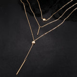 Multi Layers Bar Tassel Chain Dangle Charm Pendant Women Boho Necklace Jewelry