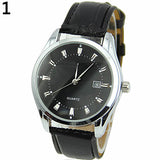 Men Casual Faux Leather Band Date Calendar Dial Analog Quartz Wrist Watch - ENSEIGNE DENIS