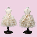 Girls Bowknt 5-Layer Skirt Princess Tutu Wedding Birthday Baptism Cake Dress