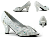 Mannat Peep Toe Mid Heel Sandal Silver