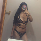 Summer Sexy Women Flower Lace Halter Cross Harness Bra Panties Bra Set Underwear