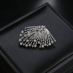 1Pc Vintage Fan Shape Rhinestone Asymmetric Earrings Ear Jacket Women Jewelry