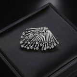 1Pc Vintage Fan Shape Rhinestone Asymmetric Earrings Ear Jacket Women Jewelry