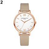 Women Fashion Concise Dial Slim Faux Leather Strap Analog Quartz Wrist Watch