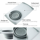 Household drain multi-function sink cutting board (Gray)