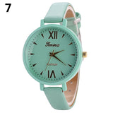 Candy Color Fashion Sweet Girl Women Slim Faux Leather Quartz Analog Wristwatch - ENSEIGNE DENIS