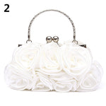 Women Fashion Rose Flower Pattern Clutch Bag Evening Party Bridal Handbag