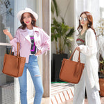 4Pcs/Set Women Faux Leather Handbag Shoulder Bag Tote Purse Messenger Clutch