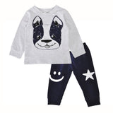 Fashion Infant Baby Boy Lovely Dog Pattern Long Sleeve T-shirt Pants Warm Gift