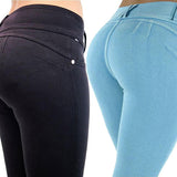 Women's Sexy Casual Solid Color High Waist Elastic Skinny Pencil Cigarette Pants