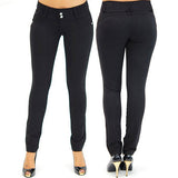 Women Sexy Solid Color Button Skinny Stretchy Leggings Treggings Pants Trousers