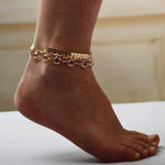 3Pcs Vintage Women Sequins Anklet Set Beach Style Foot Boho Jewelry Prom Gift